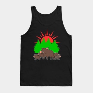 Boar Forest Sun Cartoon Tank Top